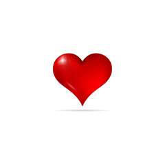 Red heart. Realistic 3d design icon heart symbol love. Vector illustration