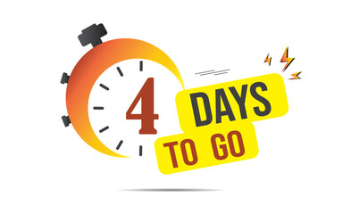 4 day to go last countdown icon. four day go sale price offer promo deal timer, 4 days only, Countdown left days banner. count time sale. Vector illustration, number of days left badge for sale