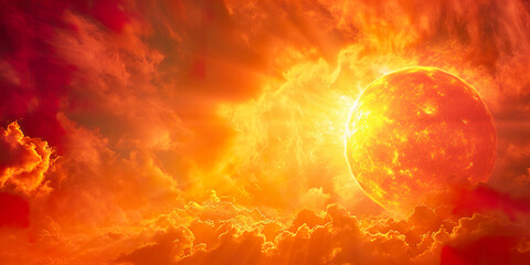 Fototapeta premium Close-up image of the sun details in bright red