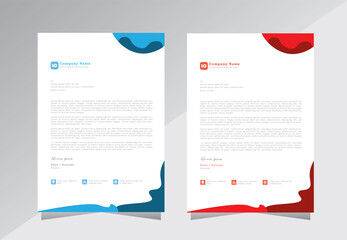 creative Letterhead design for business, company letterhead template, A4 letter head design, blue and red color letterhead. vector eps 10	