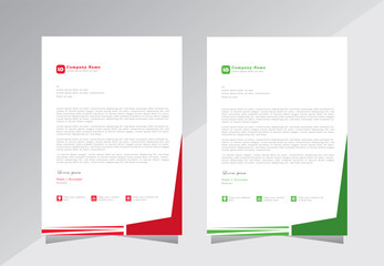 Abstract letterhead business templates, clean design and Vector illustration, modern letterhead template with green and red, professional and official letterhead