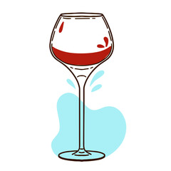 Vector illustration of a red wine glasses in hand drawn vintage engraving style. for logos, postcards and wine companies