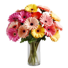 flower - bouquet of Gerbera Daisies in shades of orange, yellow, and beautiful pink