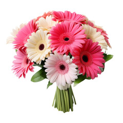 flower - bouquet of Gerbera Daisies in shades of white and pink symbolizes cheerfulness and happiness, making it suitable as a gift