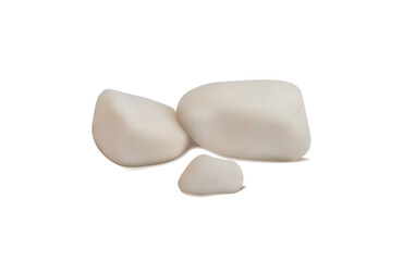 White pebble stone on white background, vector