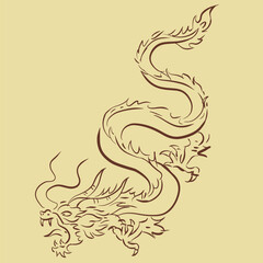 Chinese dragon tattoo vector for card decoration illustration