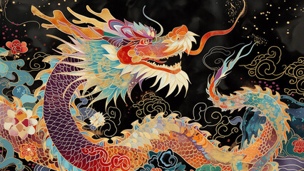 Quilted Majesty: Bold and Earthy Chinese Dragon