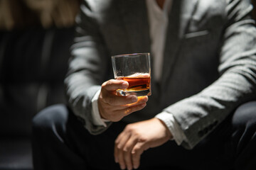 Businessmen in suits drinking  Celebrate whiskey
