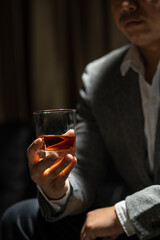 Businessmen in suits drinking  Celebrate whiskey