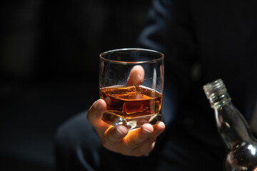 Businessmen in suits drinking  Celebrate whiskey