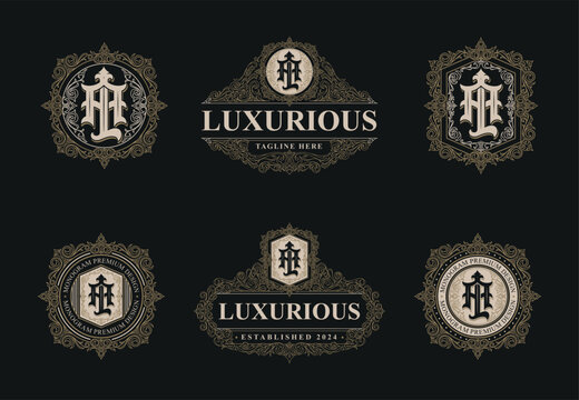 Victorian style monogram with initial AL or LA. Template set designs. Can be applied on stationery, invitations, signage, packaging, or even as a branding element and etc