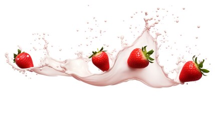 Milk or Yogurt Splash with Strawberries Isolat

