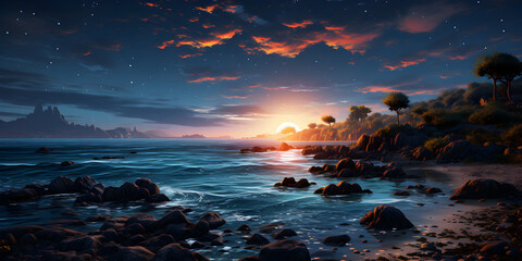 summer beach at sunrise