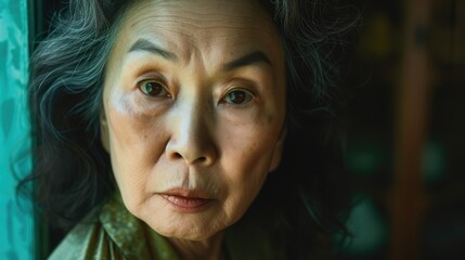 Serious mature asian woman