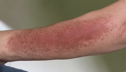 A person's arm with red spots on it