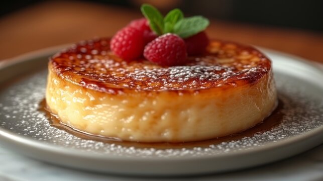 Creme Brulee well decorated on a plate product photo 