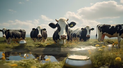 On a Table in Front of a Field of Cows. Genera

