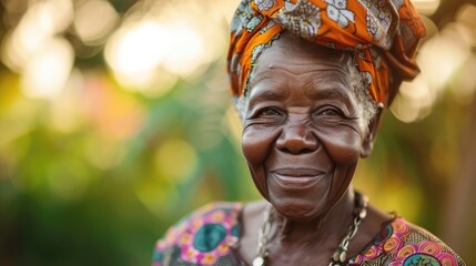 Fototapeta premium Smiling African senior woman