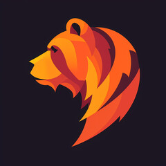 Vektor Logo eines Bärs in orangenen Tönen vor schwarzem Hintergrund, 1