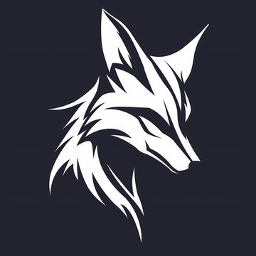 Vektor Logo eines wei&szlig;en W&uuml;stenfuchses vor schwarzem Hintergrund, 1