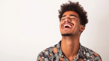 Obraz premium Young Brazilian man isolated on white background laughing