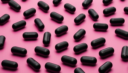 A pink background with black squares