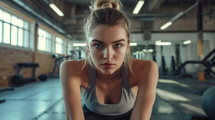 Woman in gym . 