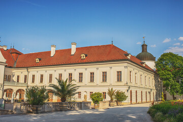Fototapeta na wymiar Facade of the Royal Palace of Godollo,Hungary.Summer season.