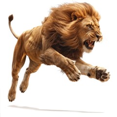 Lion is jumping in solid white background