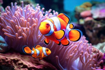 Anemone-a clown fish (Amphiprion percula)30 - obrazy, fototapety, plakaty