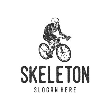 Cyclist skeleton logo vector