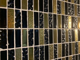 metal grid background, Ceramic tile texture background. High resolution photo, Black, gold, silver and marble tiled walls