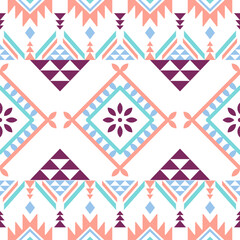 Ethnic southwest tribal navajo ornamental seamless pattern fabric colorful design for textile printing