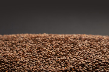 Brown lentils, The lentil Lens culinaris or Lens esculenta, an edible legume.