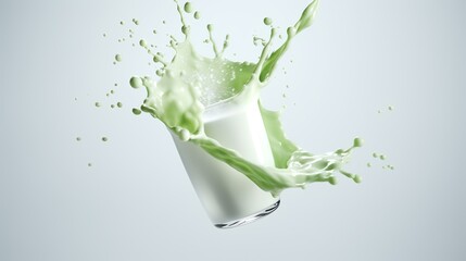 Splash of white and green milk on a white back

