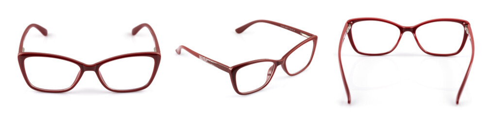 Set of red Eye Glasses Isolated on White