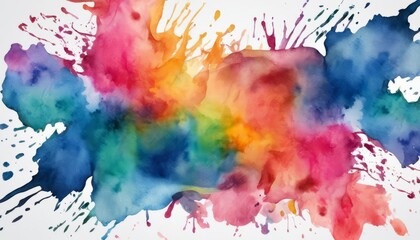 Colorful splatter paint on a white background