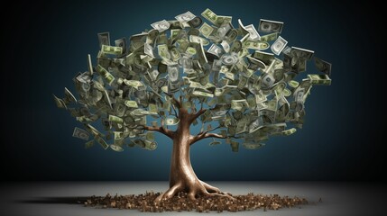 money tree with dollars instead of leaves