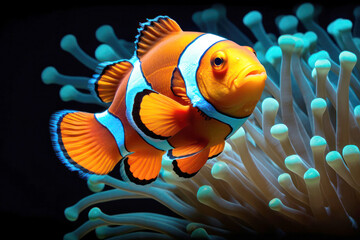 Anemone-a clown fish (Amphiprion percula)1.jpg - obrazy, fototapety, plakaty