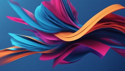 A colorful abstract design with blue, orange, pink, and purple