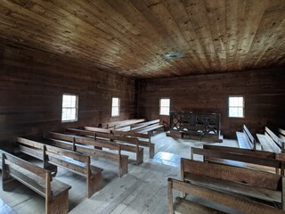Interior View of Old Church in the Great Smokey Mountains