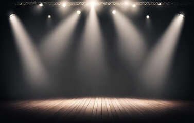 Blank empty concert stage with spotlights and spotrays stage for your presentation 3 d rendering
