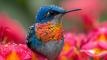 Beija flor Close Up com cores fortes e saturadas - Papel de parede