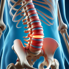 Intervertebral disc herniation_lumbar disc herniation_vertebra 3d illustration