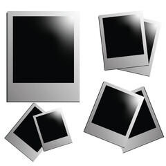 Realistic Polaroid photo frame mockup set. Empty photo frame mock up with shadow. Vintage card. Vector illustration eps10