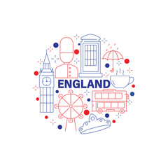 England Icons Circle Shape Background Vector Design.