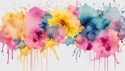 Fototapeta premium A colorful painting of flowers in a white background