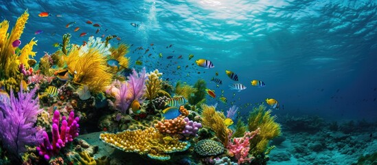 Vibrant marine life in the Caribbean sea.