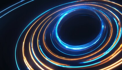 A blue and yellow circle with a black background