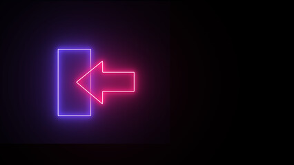 Isolated on a dark backdrop, a UI symbol featuring neon lights. Illustration in three dimensions.